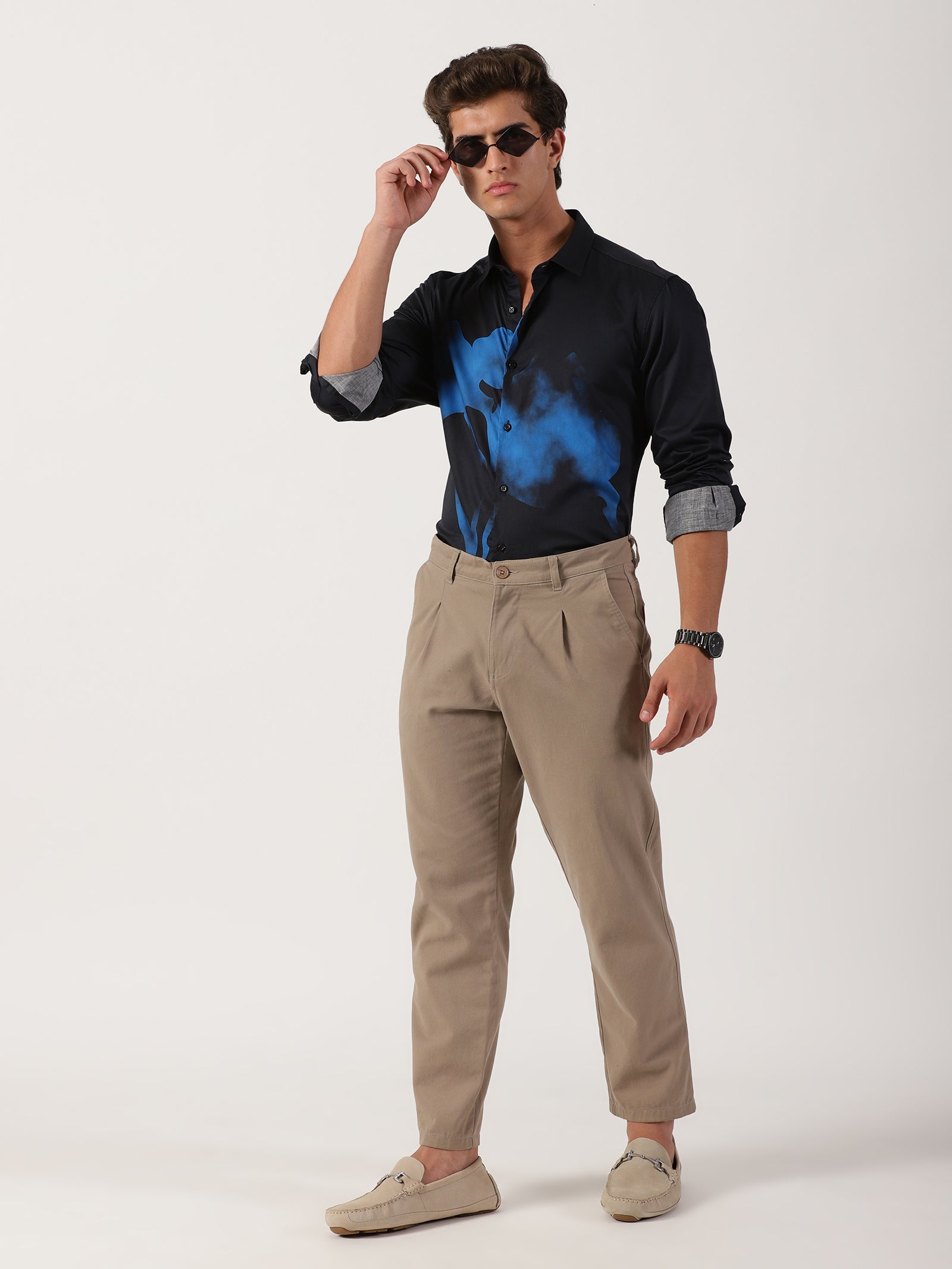 Men Slim Fit Shirt Navy