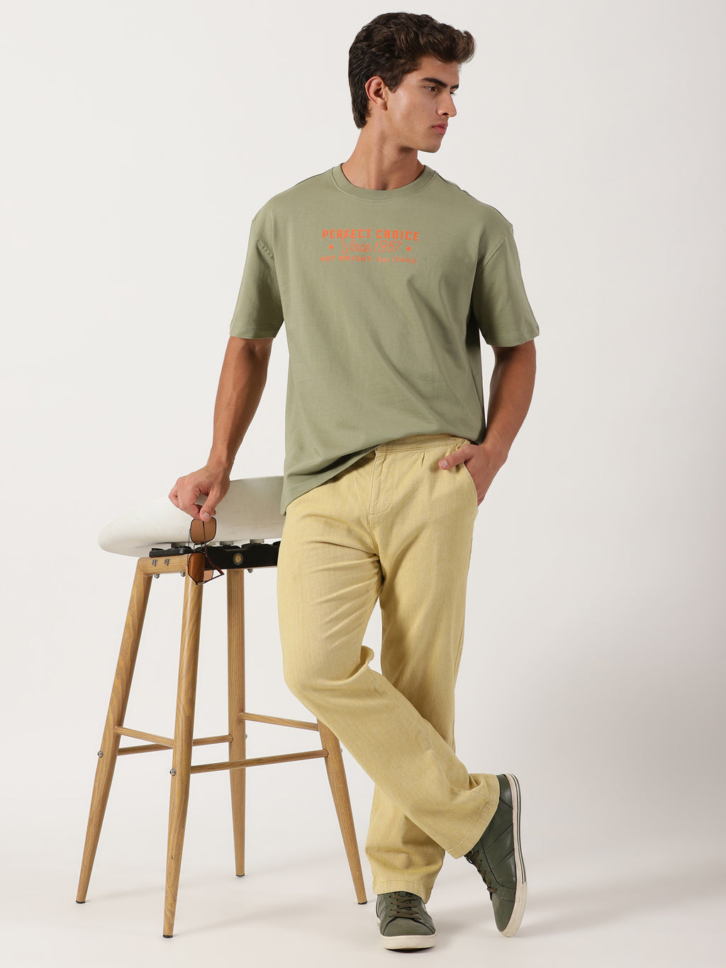 Men Pull Up Pant Non Denim Yellow