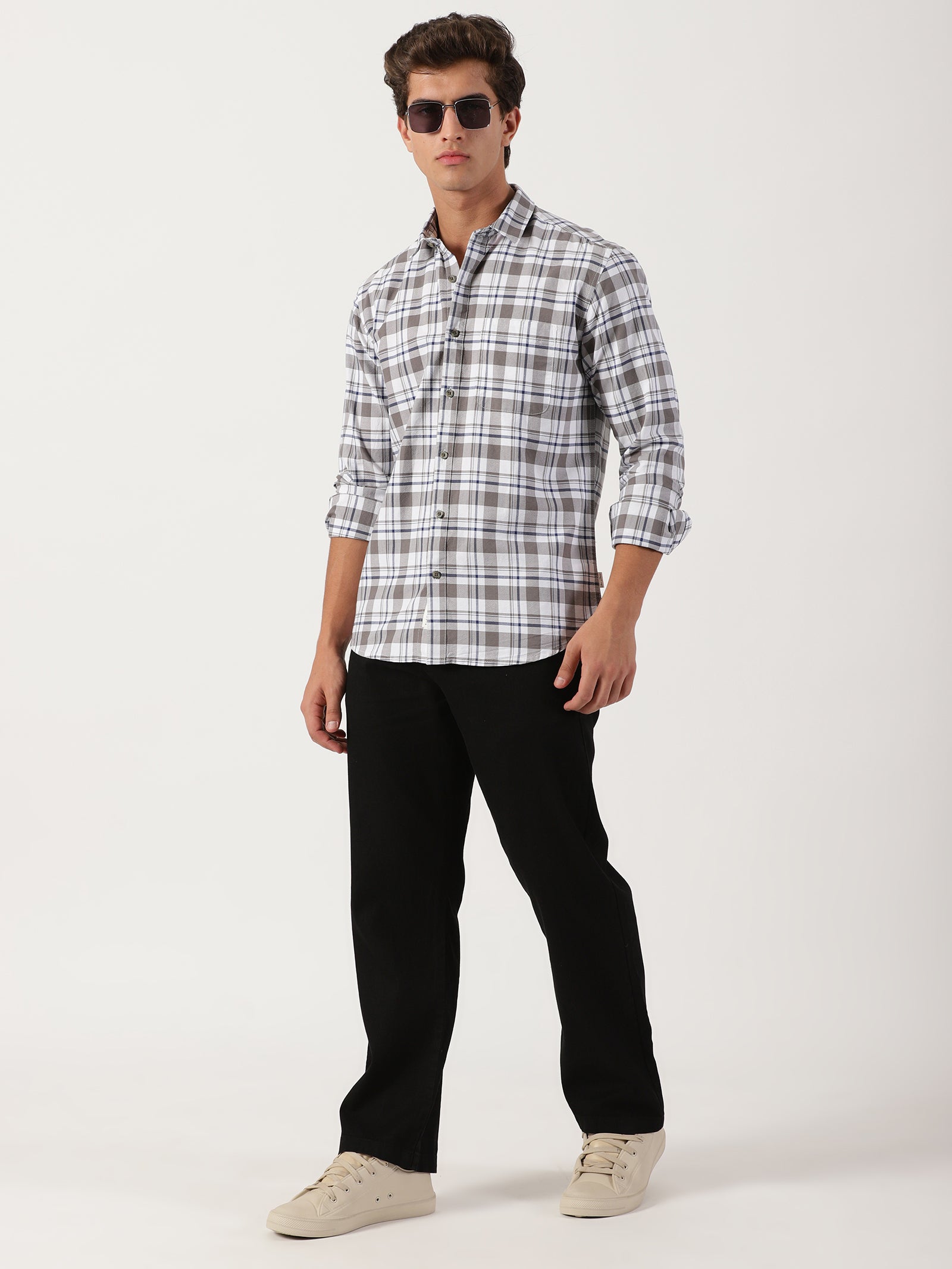 Men Slim Fit Shirt Grey