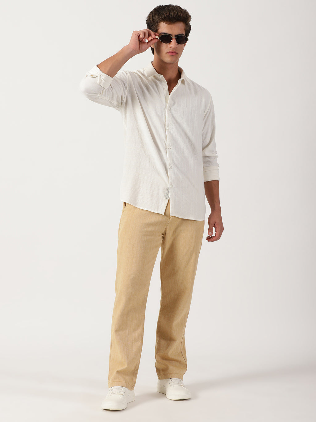 Men Regular Fit Shirt Off White