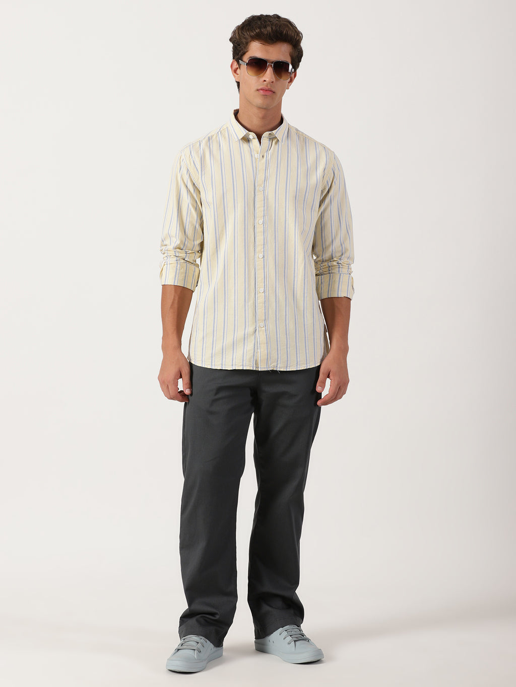 Men Slim Fit Shirt Off White