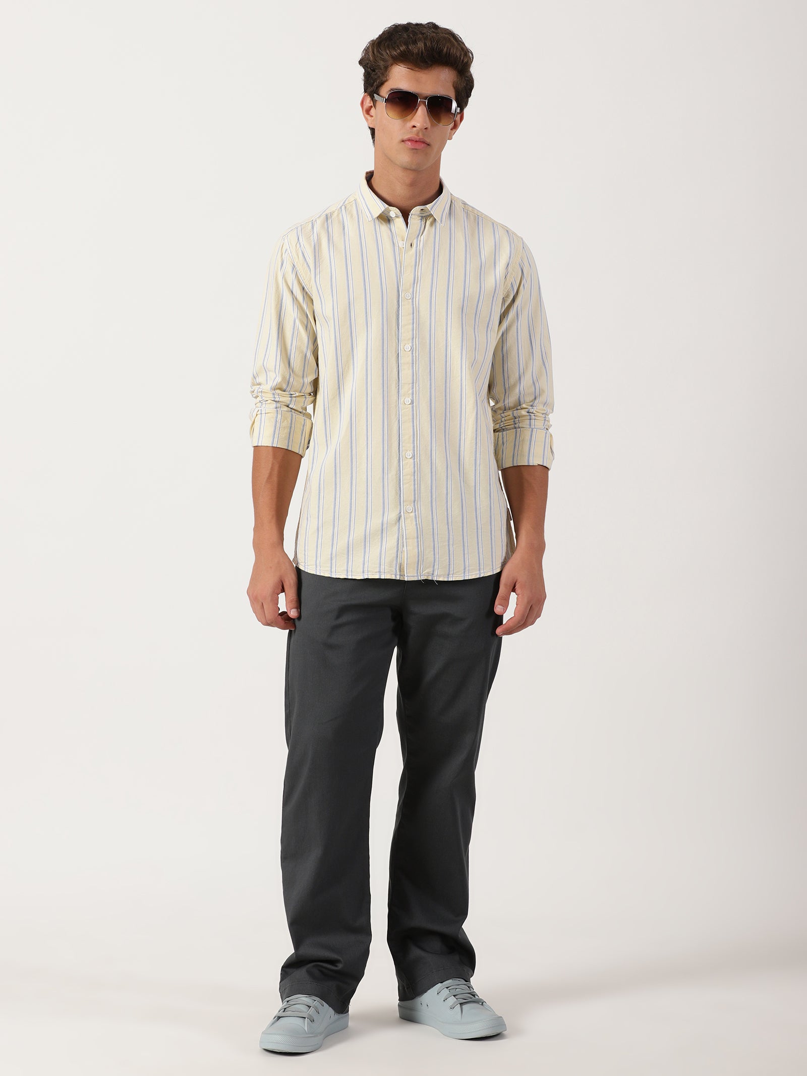 Men Slim Fit Shirt Off White