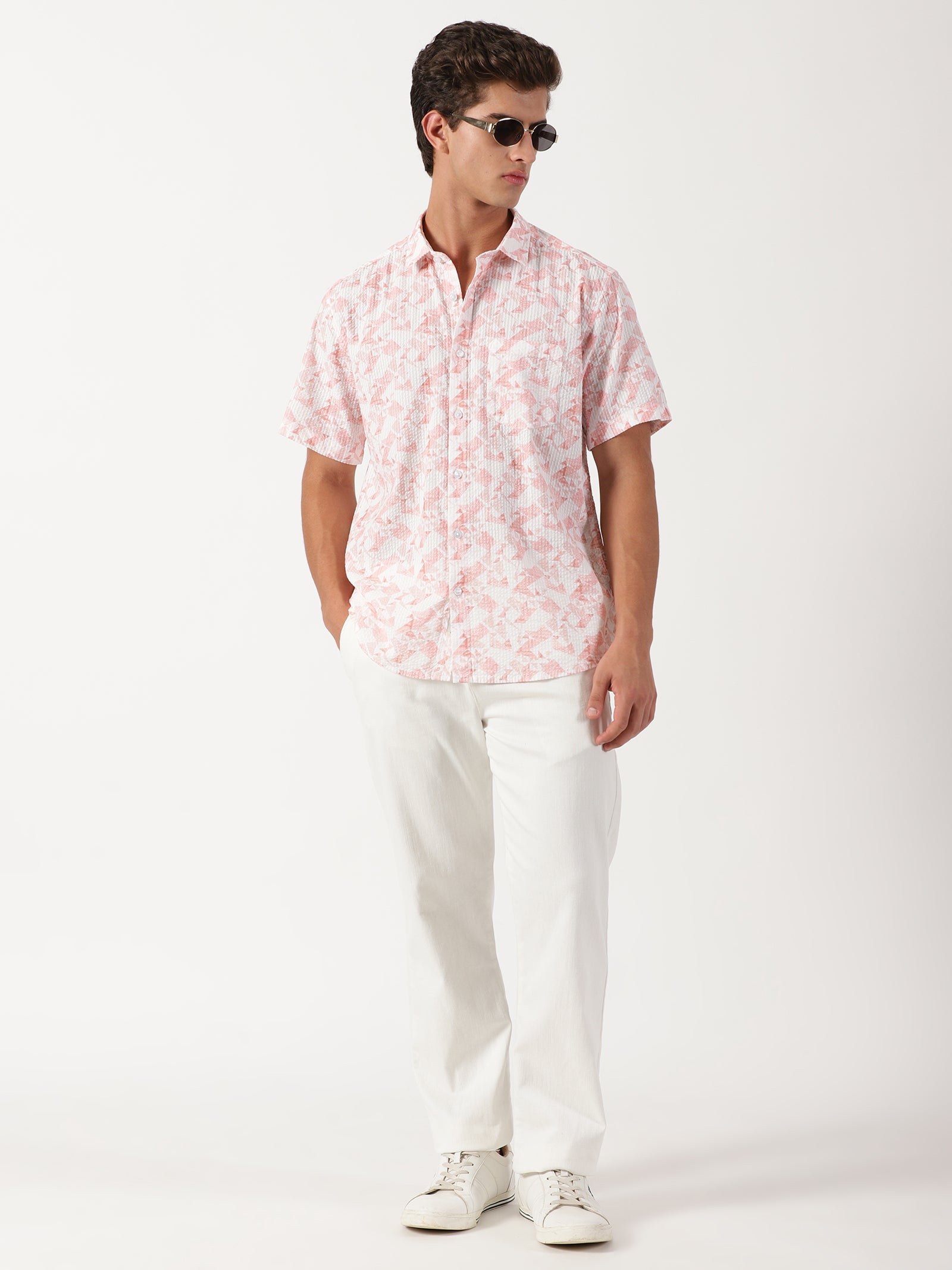 Men Regular Fit Shirt Off White