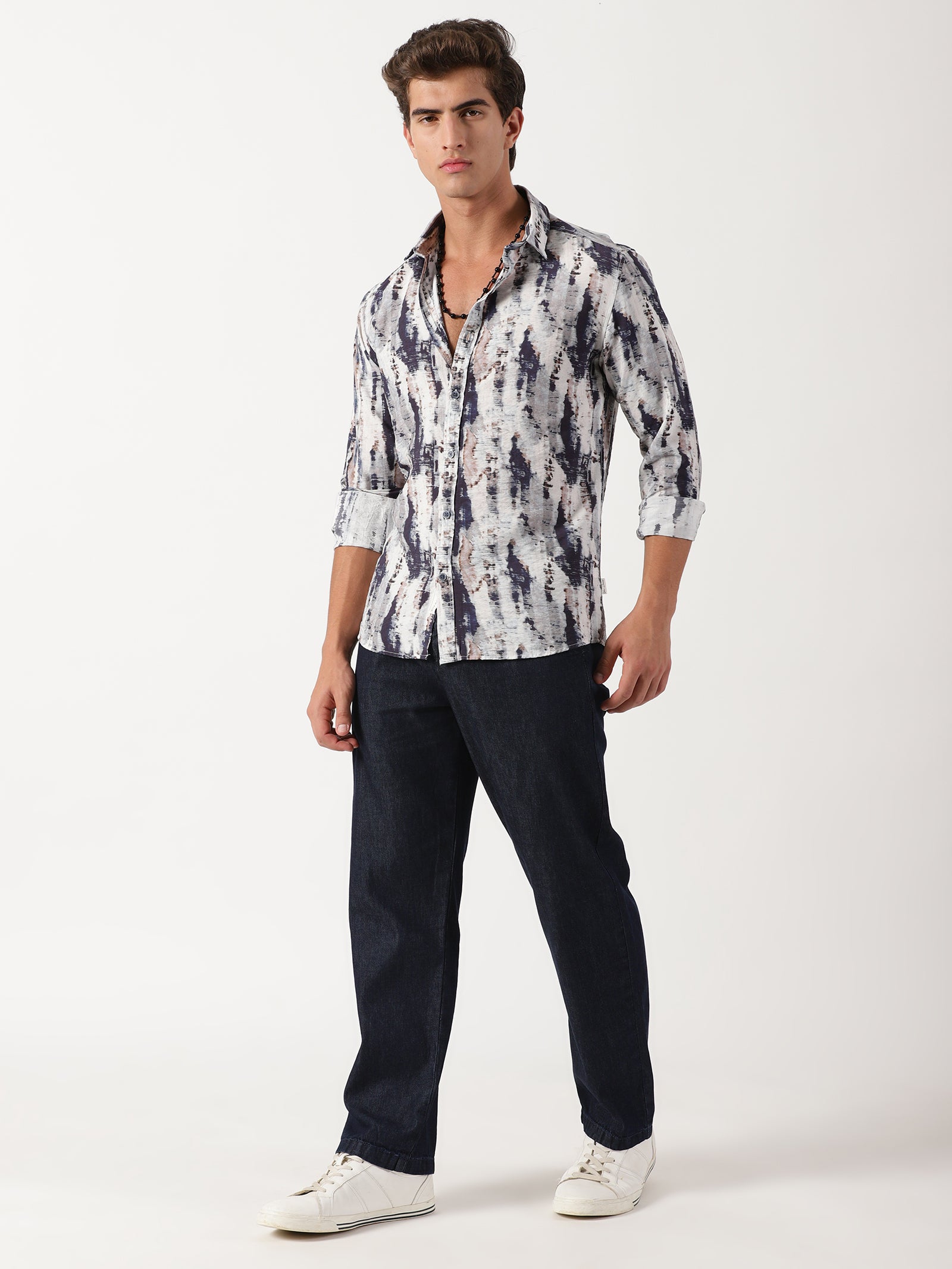 Men Slim Fit Shirt Off White