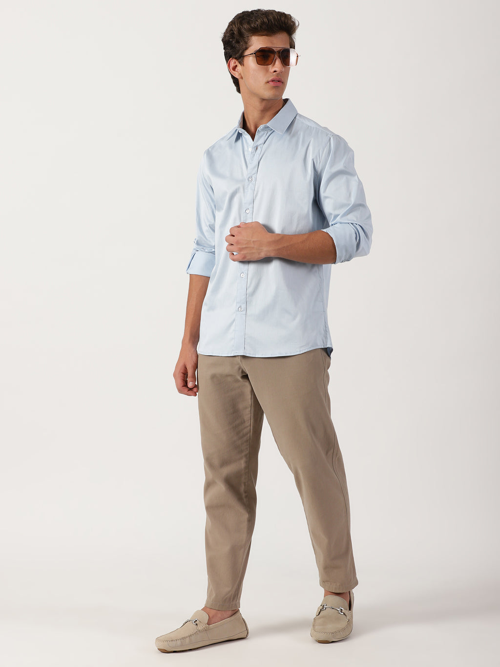 Men Slim Fit Shirt Blue