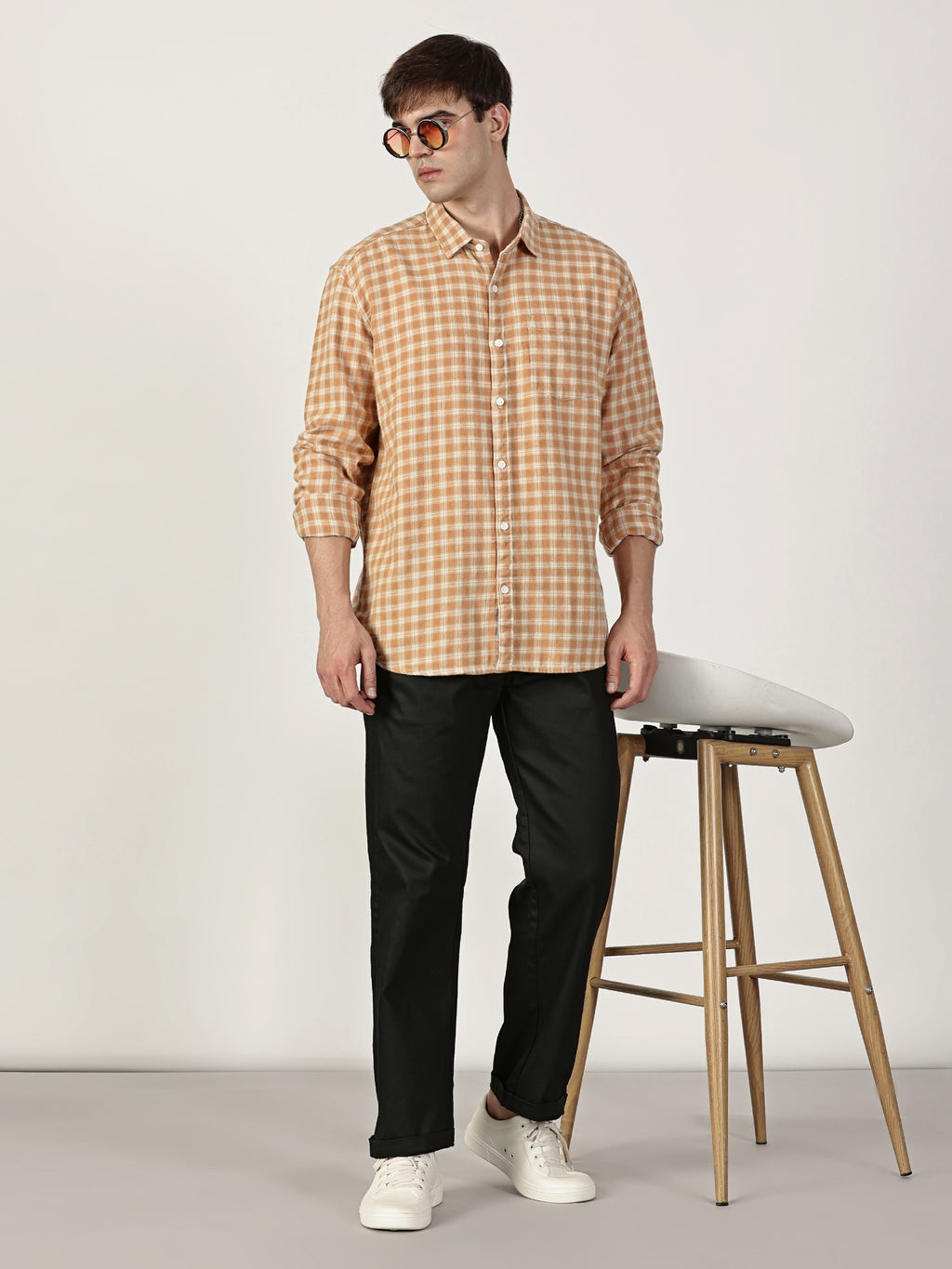 Men Regular Fit Shirt Orange
