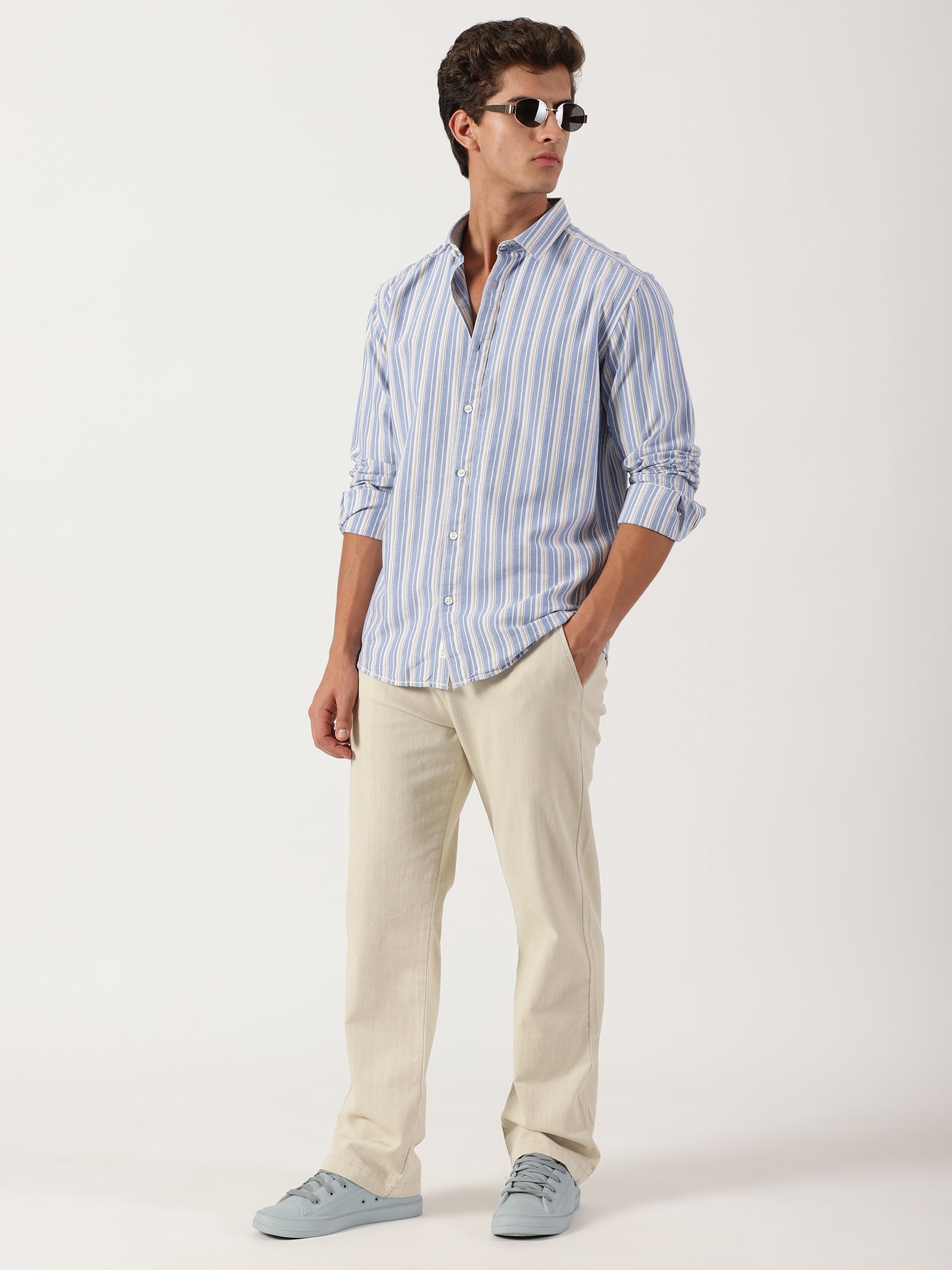 Men Slim Fit Shirt Blue