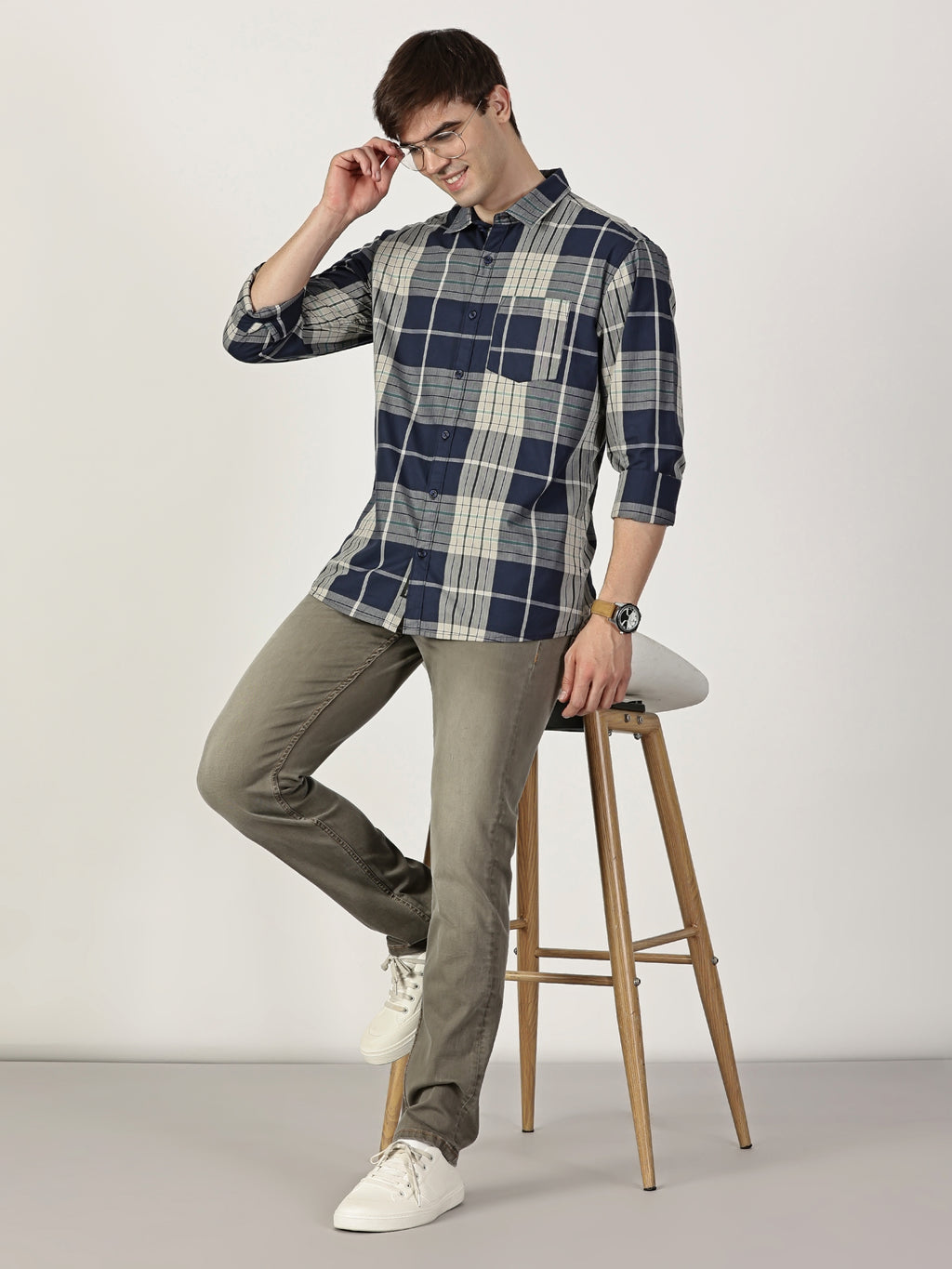 Men Slim Fit Shirt Charcoal