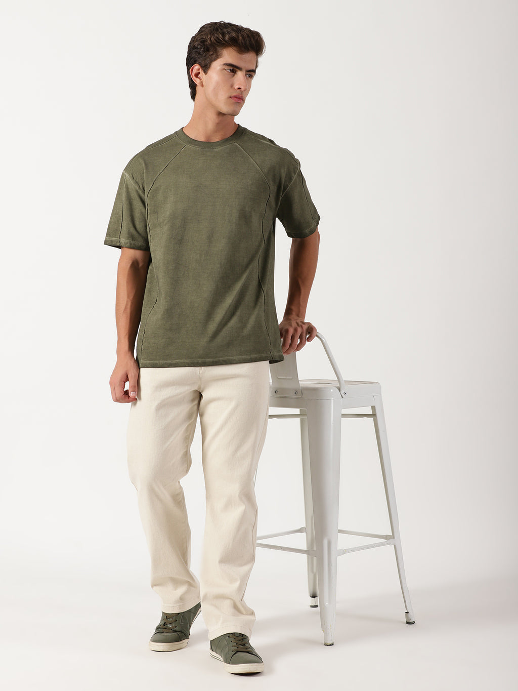 Men Pull Up Pant Non Denim Off White