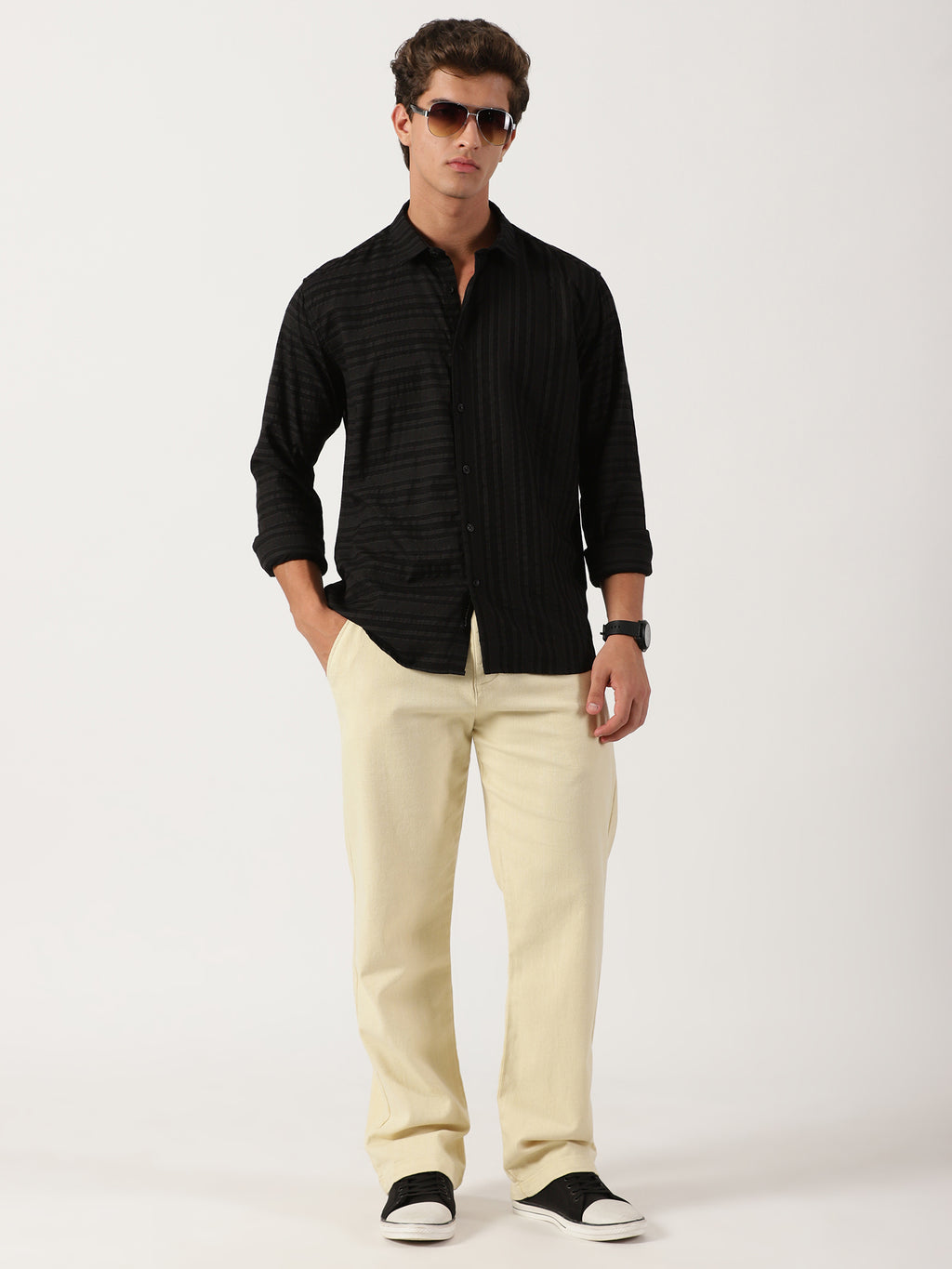 Men Regular Fit Shirt Black