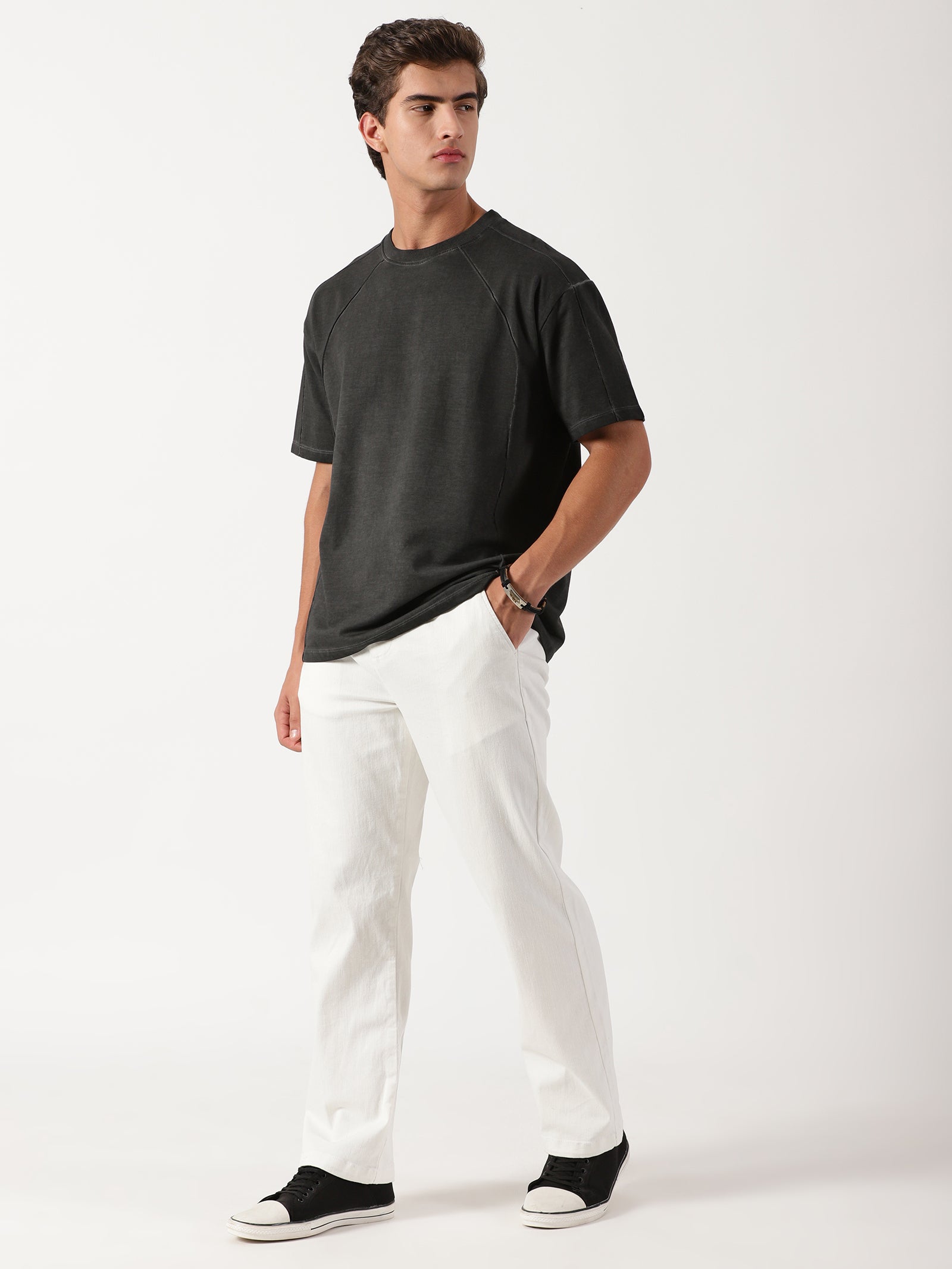 Men Pull Up Pant Jeans White