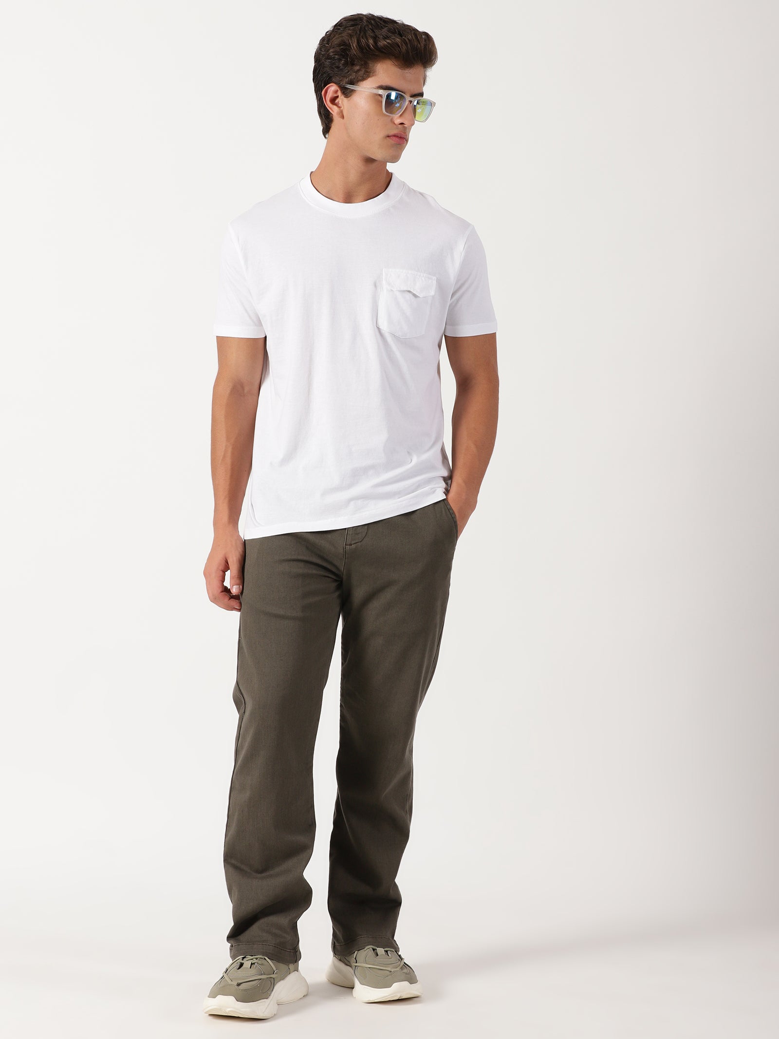 Men Pull Up Pant Jeans Brown