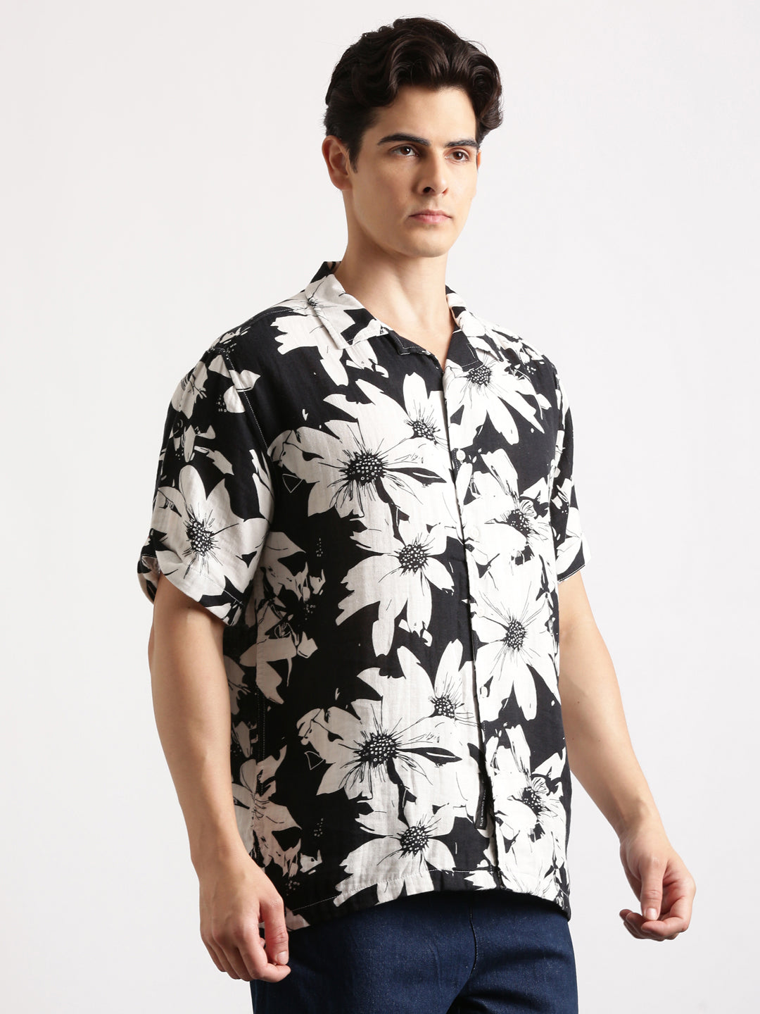 Black White Regular Fit Shirt