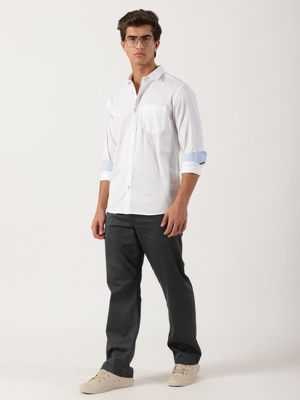 Men Slim Fit Shirt White