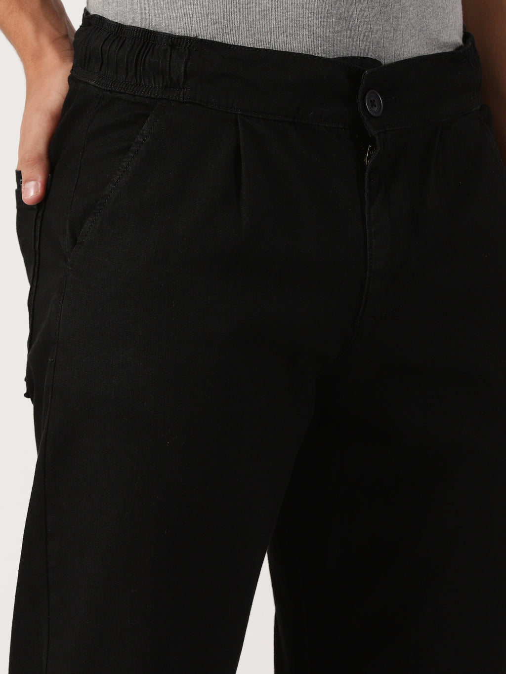 Men Pull Up Pant Non Denim Black