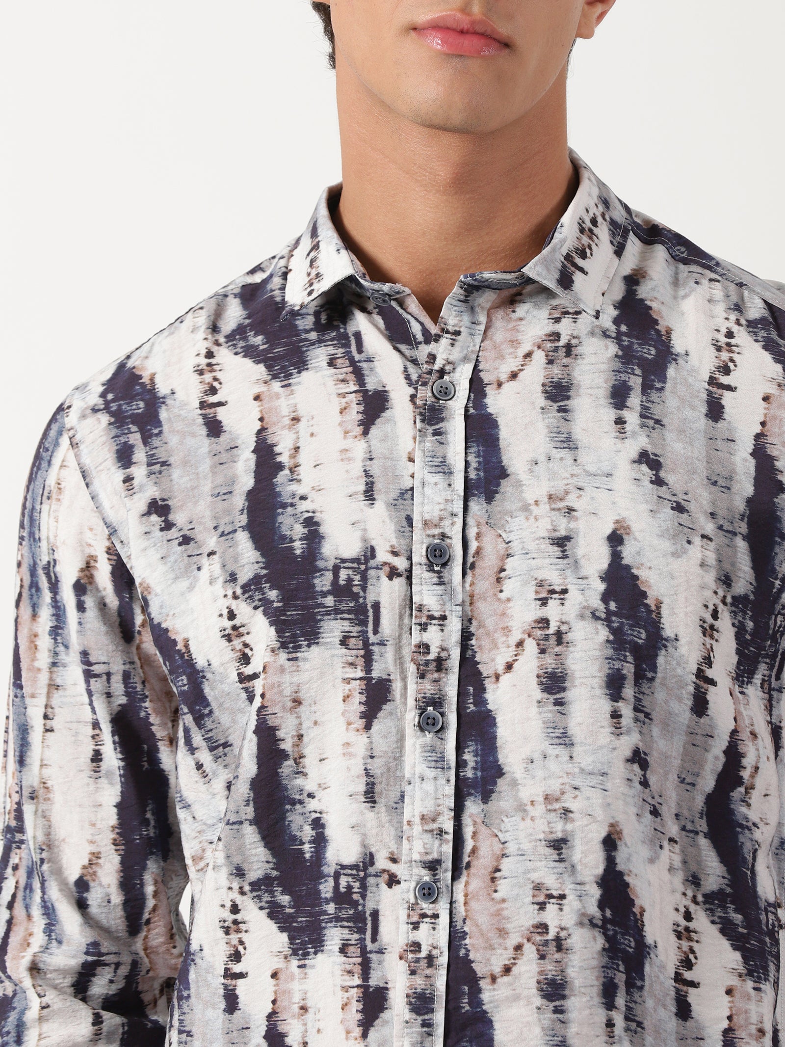 Men Slim Fit Shirt Off White