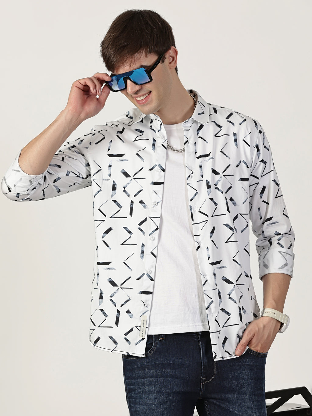 Men Slim Fit Shirt White