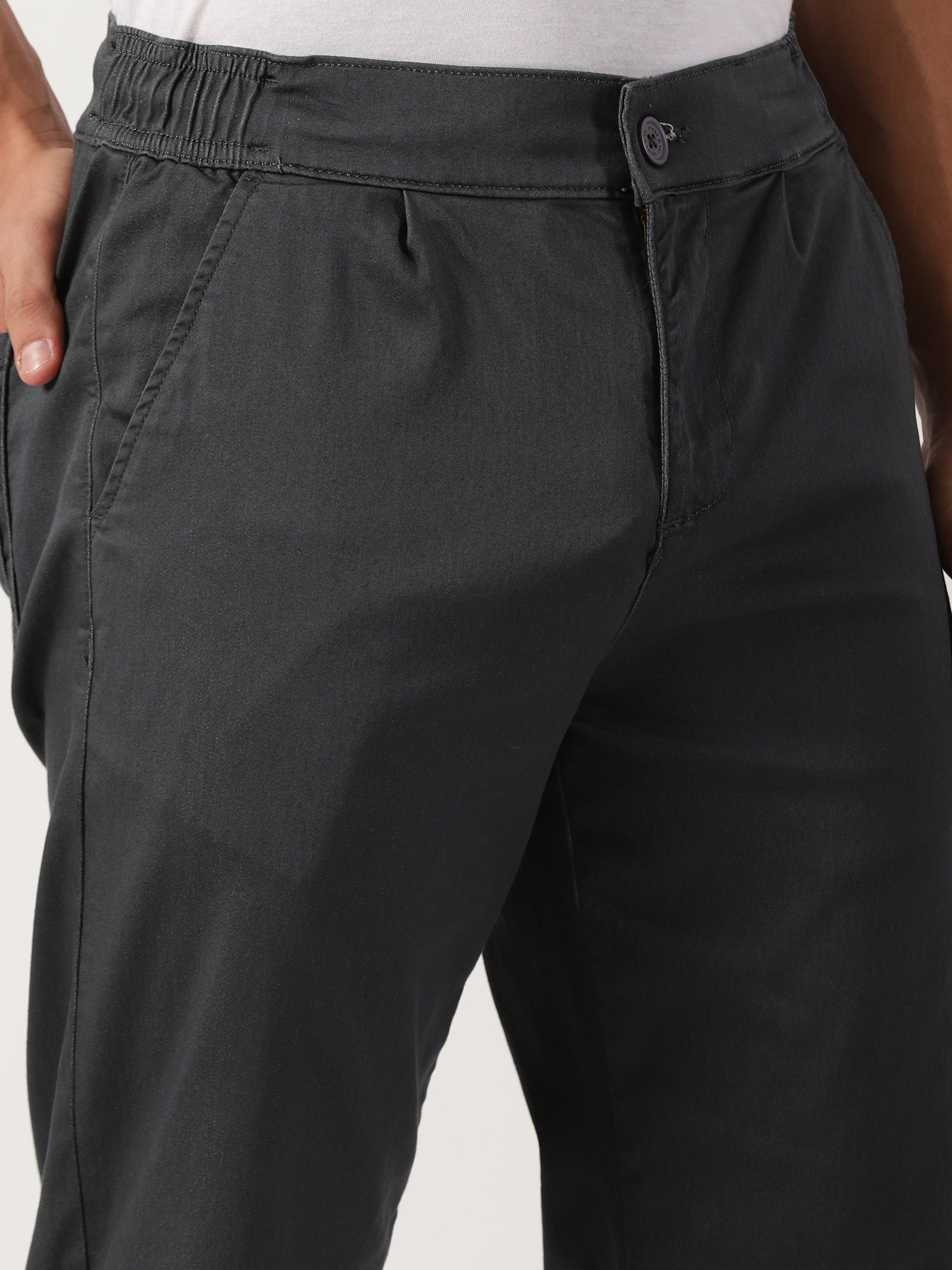 Men Pull Up Pant Jeans Grey