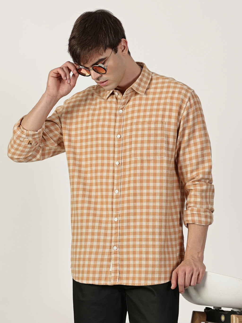 Men Regular Fit Shirt Orange