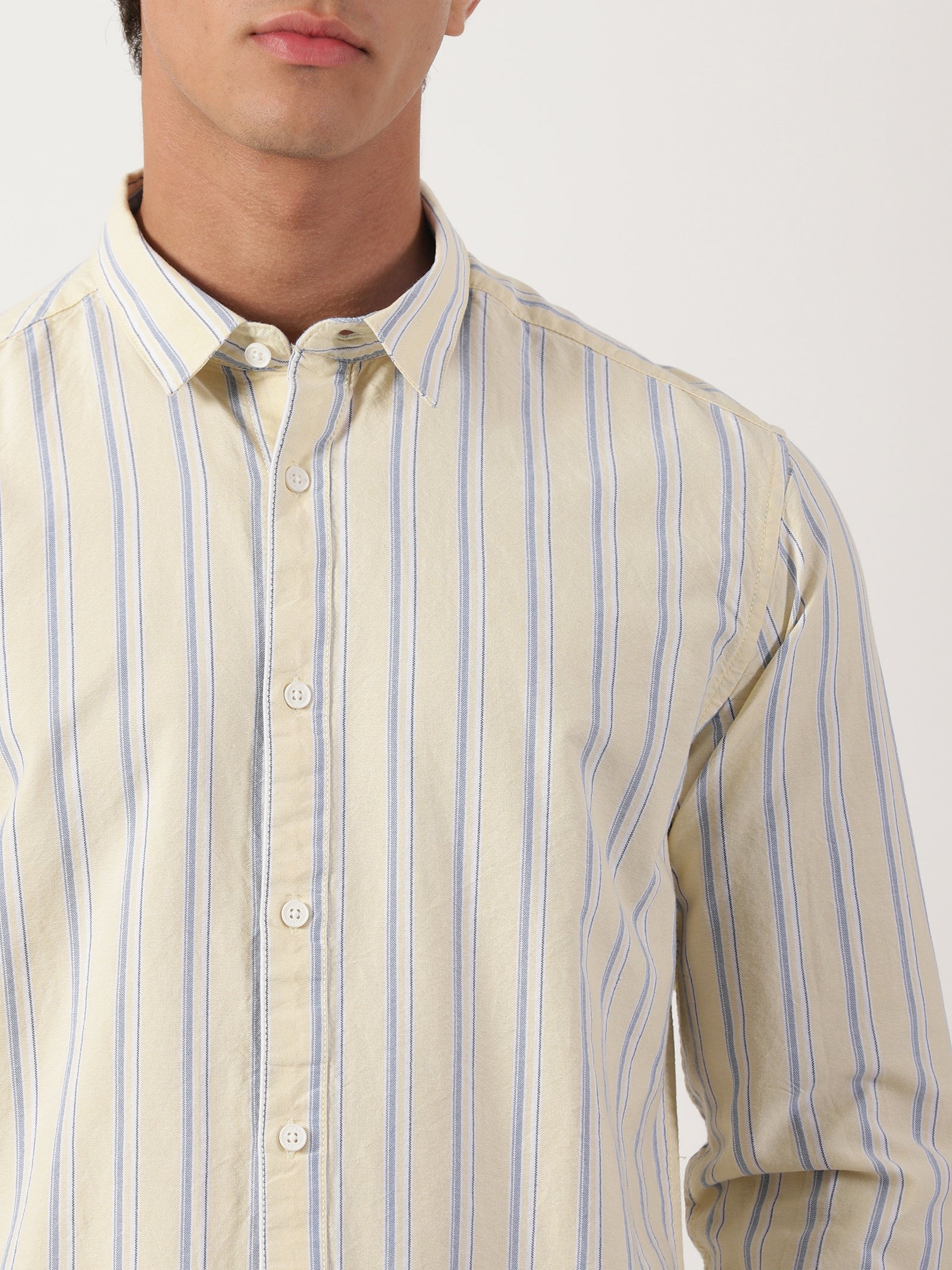 Men Slim Fit Shirt Off White