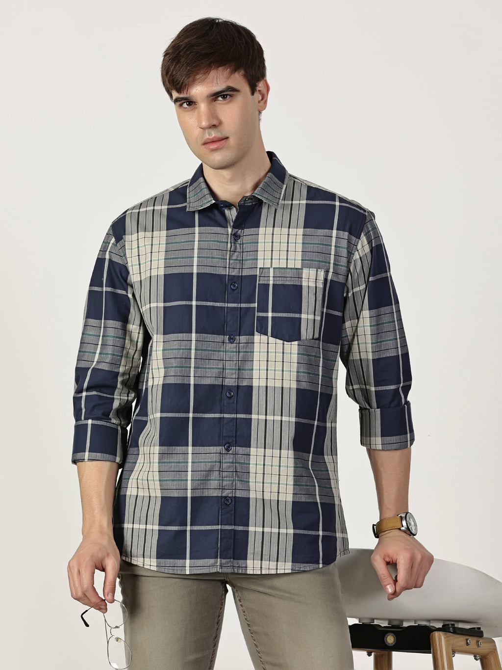 Men Slim Fit Shirt Charcoal