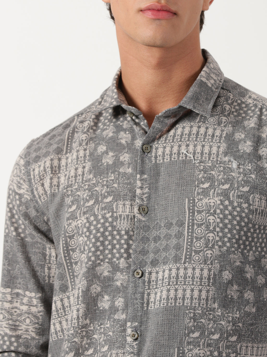 Men Slim Fit Shirt Light Green