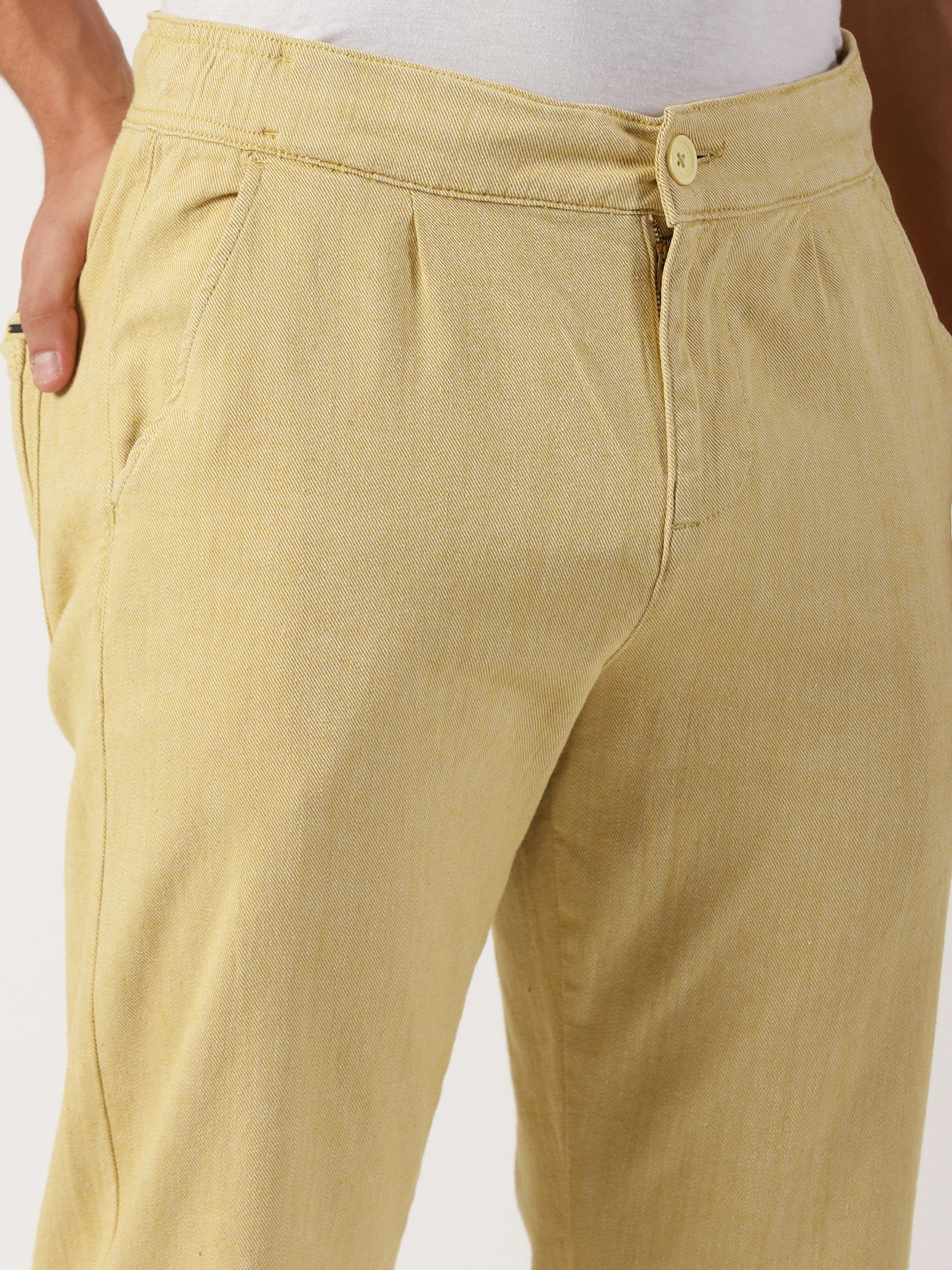 Men Pull Up Pant Non Denim Yellow