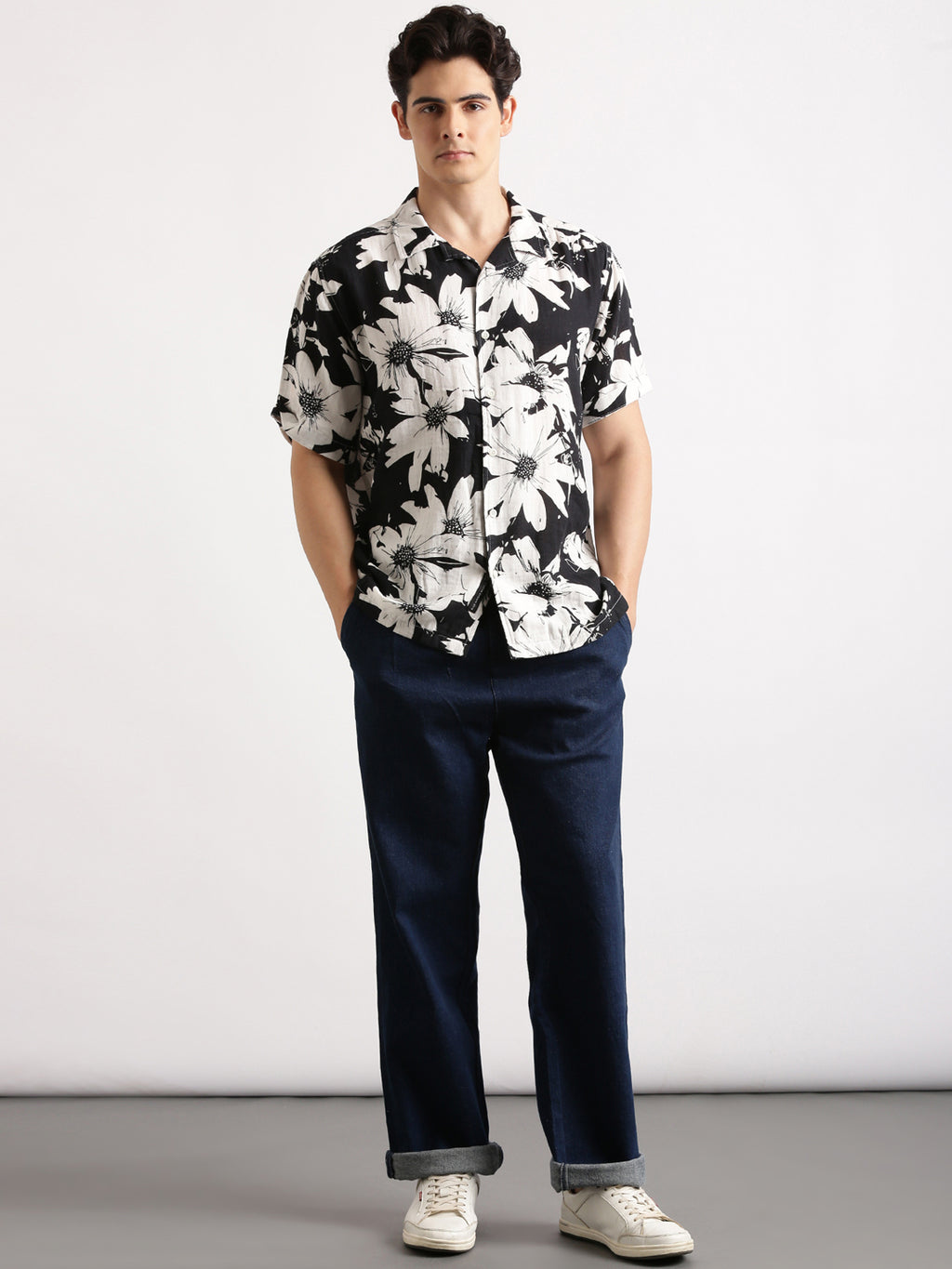 Black White Regular Fit Shirt