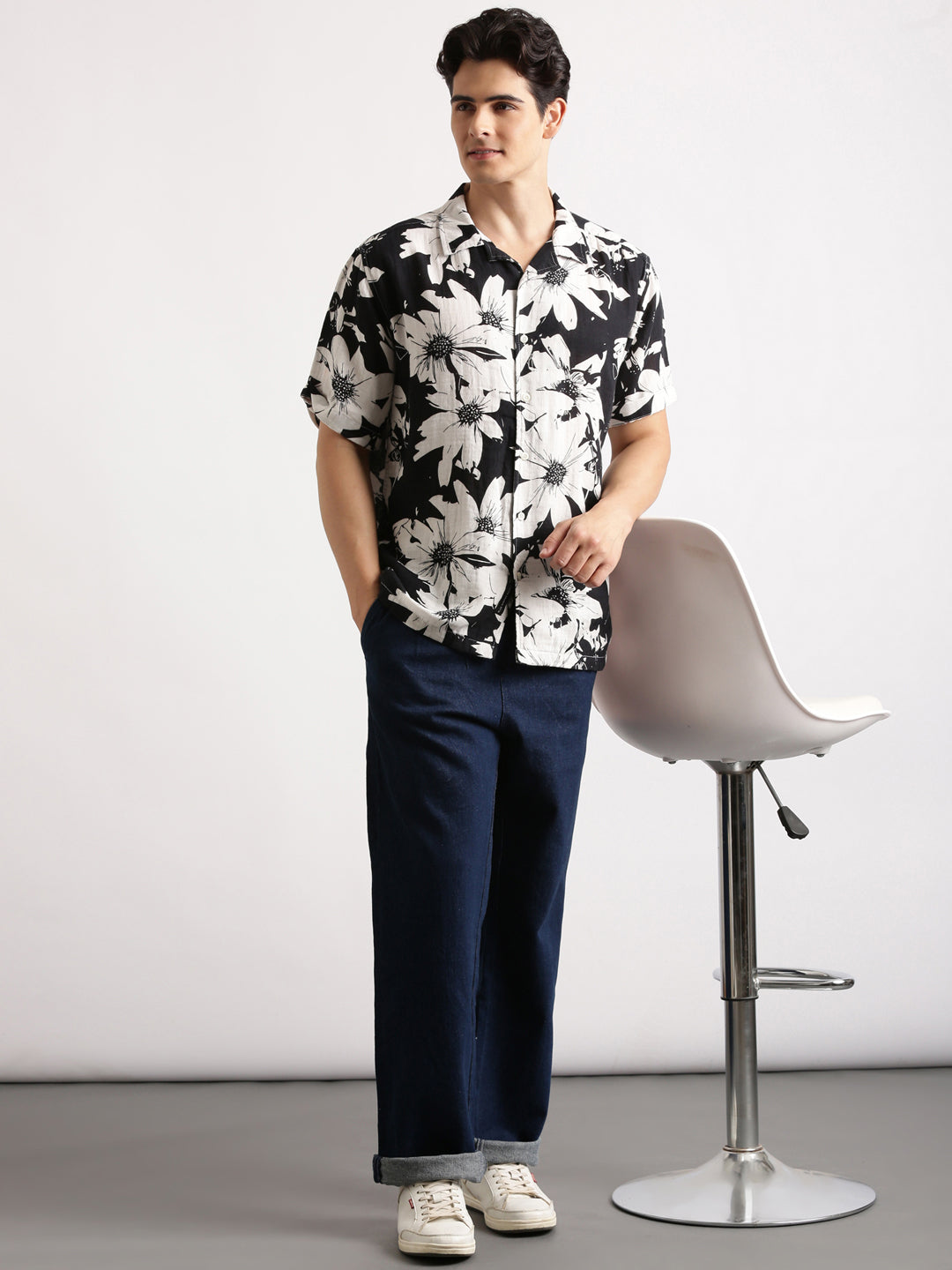 Black White Regular Fit Shirt