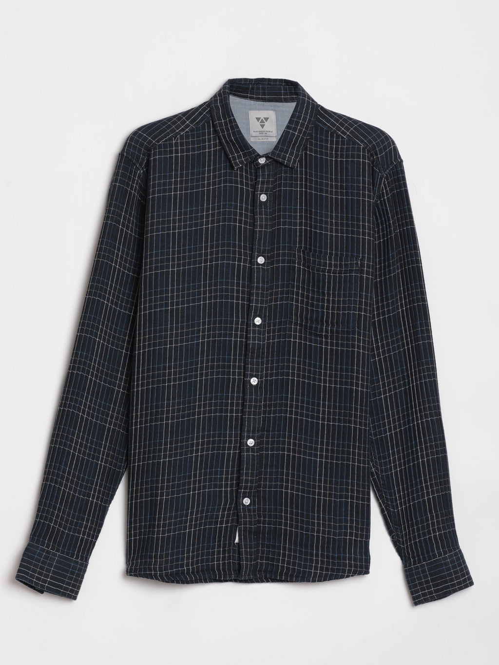 Mid Night Blue Cheks Regular Fit Shirt