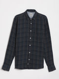 Mid Night Blue Cheks Regular Fit Shirt