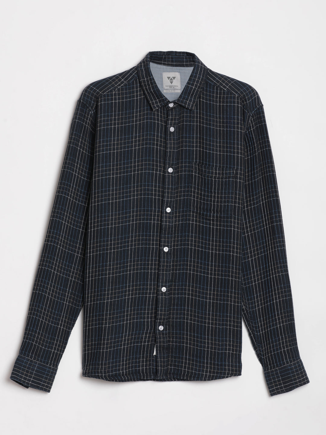 Mid Night Blue Cheks Regular Fit Shirt